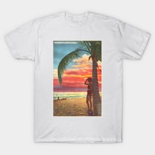 Silhouettes at sunset in Florida postcard T-Shirt